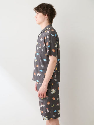 [Hirano Toshiyuki] Men's Cool Rayon Plane Dog Printed Shirt - view 9