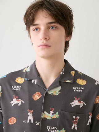 [Hirano Toshiyuki] Men's Cool Rayon Plane Dog Printed Shirt - view 10