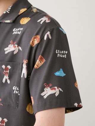 [Hirano Toshiyuki] Men's Cool Rayon Plane Dog Printed Shirt - view 11