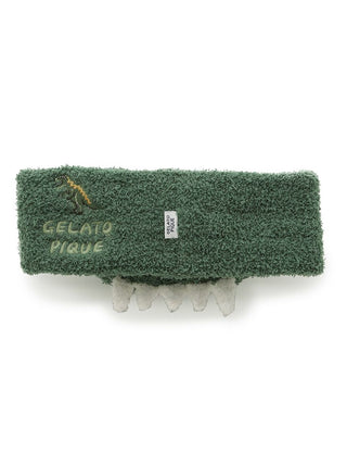 MEN'S Baby Moco Dinosaur Headband by Gelato Pique in deep green with plush texture and dinosaur features.