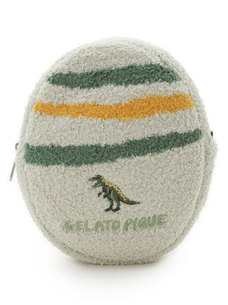 Gelato Pique MEN'S Baby Moco Dinosaur Egg Pouch with colorful stripes and dinosaur design, featuring soft, fluffy texture.