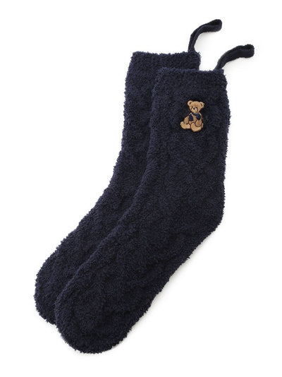 Motif Embroidered Fuzzy Socks gelato pique