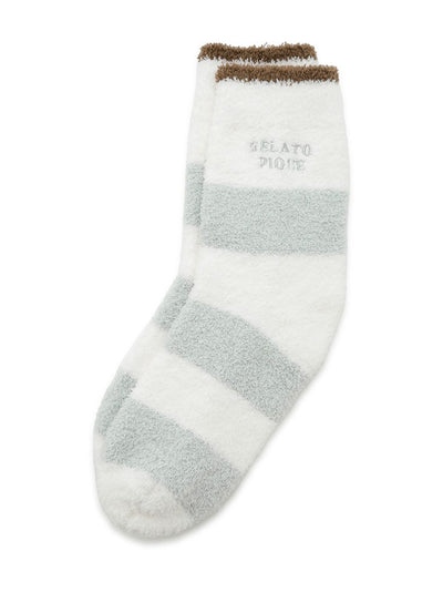 Powder Trim Soft Fleece Lounge Socks with Stripes gelato pique