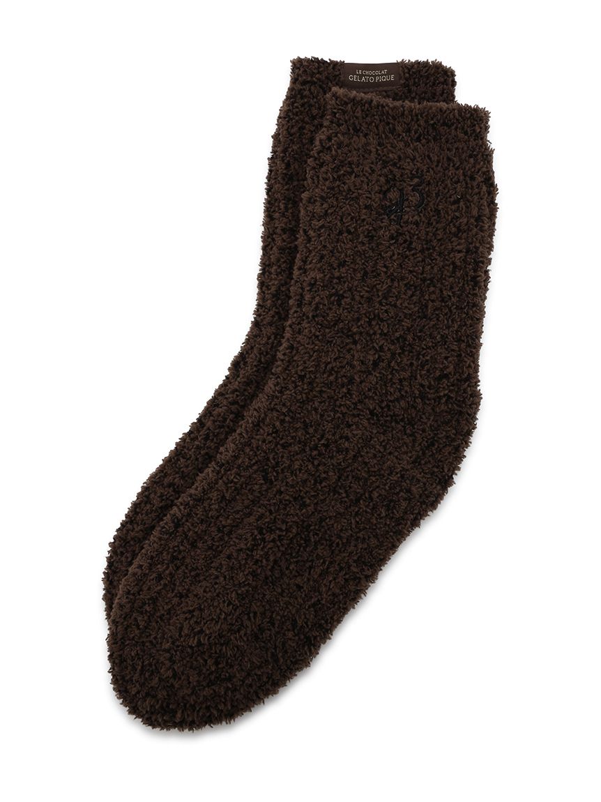 [Bitter][MENS] Baby Moco Melange Ribbed Lounge Socks in Dark Brown, Cozy Men's Loungewear Socks at Gelato Pique USA.