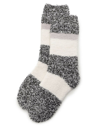 Powder Melange Striped Fuzzy Socks in Navy, Cozy Women's Loungewear Socks at Gelato Pique USA