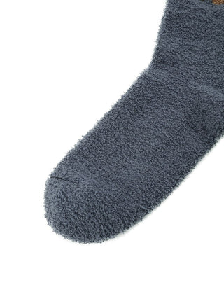 Close-up of Mens Sagara BEAR Lounge Socks in gray fluffy fabric