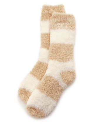 Alt Tag: Mens Gelato 2 Border Fuzzy Socks with two-tone stripes, cozy and plush for warmth and comfort.