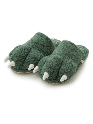 MEN'S Baby Moco Dinosaur Themed House Slippers with playful claw details, crafted for comfort and warmth from soft Baby Moco fabric.