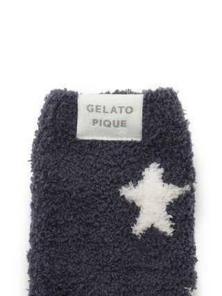 Navy Powder Star Jacquard Men's Fuzzy Sock by Gelato Pique USA, premium loungewear and sleepwear for ultimate comfort.