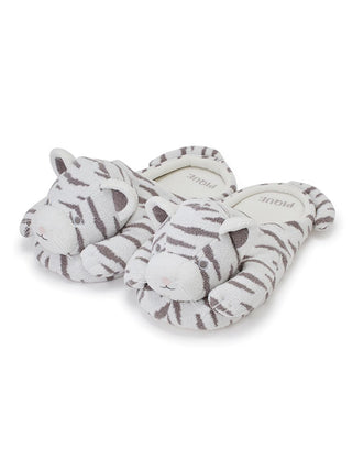 Men's White Tiger House Slippers with plush tiger design offering playful comfort and warmth, perfect for cozy loungewear.