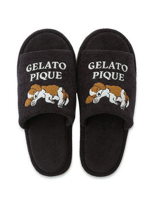 [Mens] Airy Moco Dog Appliqué Room Slippers