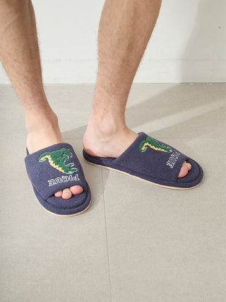 Men's Airy Moco Sleeping Dinosaur Printed Room Shoes