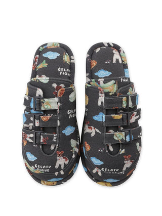 [Hirano Toshiyuki] Men's Cool Rayon Plane Dog Printed Room Shoes - view 6