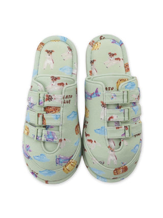 [Hirano Toshiyuki] Men's Cool Rayon Plane Dog Printed Room Shoes - view 8