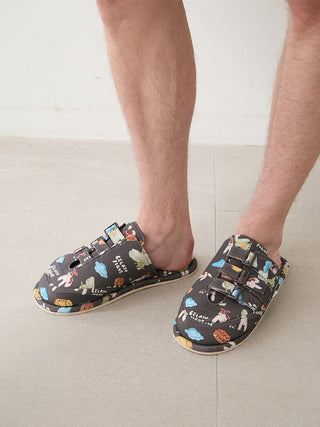 [Hirano Toshiyuki] Men's Cool Rayon Plane Dog Printed Room Shoes - view 9