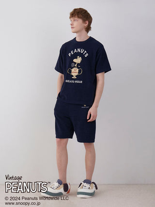 PEANUTS MENS TENNIS Lounge Shorts in NAVY, Men's Loungewear Shorts at Gelato Pique USA.