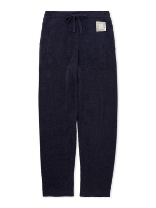 MEN's Hot Smoothie Rib Long Pants in dark navy with relaxed fit and drawstring waistband, designed for warmth and comfort.