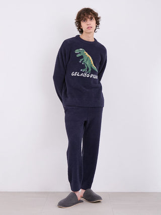 MEN'S Powder Dinosaur Jacquard Lounge Pants in Navy, Men's Loungewear Lounge Pants at Gelato Pique USA