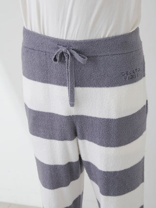 Gelato Pique USA grey and white Smoothie 2-Border Lounge Pants for men, premium loungewear and sleepwear with subtle embroidery.