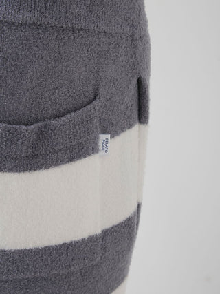 Close-up of Gelato Pique USA gray and white Smoothie 2-Border Lounge Pants with hip pocket, premium loungewear and sleepwear.