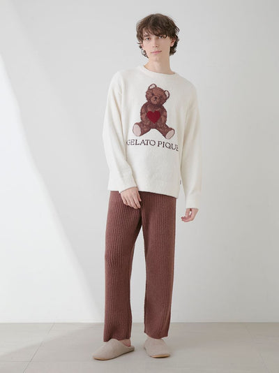 [Valentine][MENS] Babymoco Bear Motif Ribbed Lounge Pants gelato pique