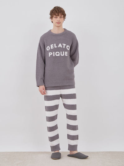 Men's Powder Logo Pullover and Striped Pants Loungewear Set gelato pique