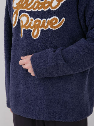 Baby Moco Sagara Logo Men's Loungewear Sweater Pullover Tops in Navy, Men's Pullover Sweaters at Gelato Pique USA