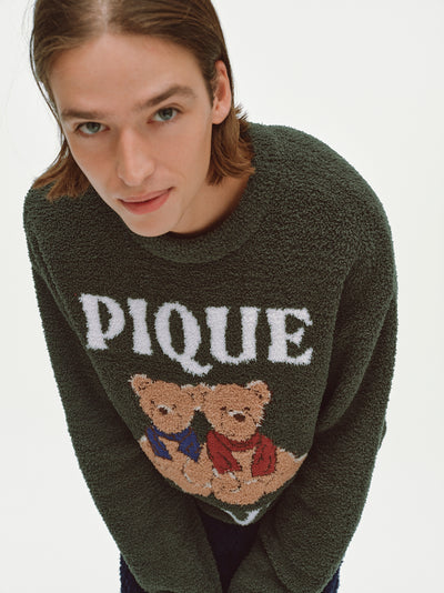 [MENS] Bear Jacquard Pullover Sweater gelato pique