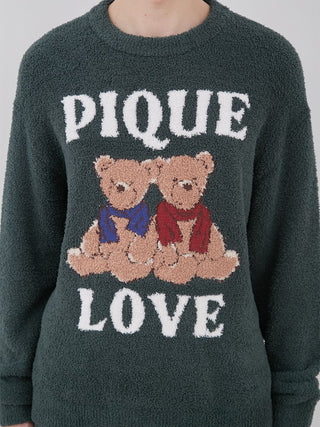 [MENS] Bear Jacquard Pullover Sweater in green, Men's Pullover Sweaters at Gelato Pique USA.