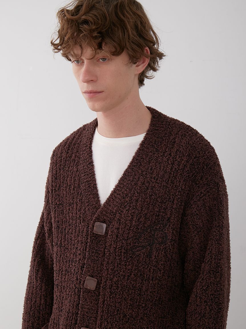 [Bitter] Baby Moco Melange Ribbed Button Up Cardigan in Dark Brown, Comfy and Luxury Men's Loungewear Cardigan at Gelato Pique USA.