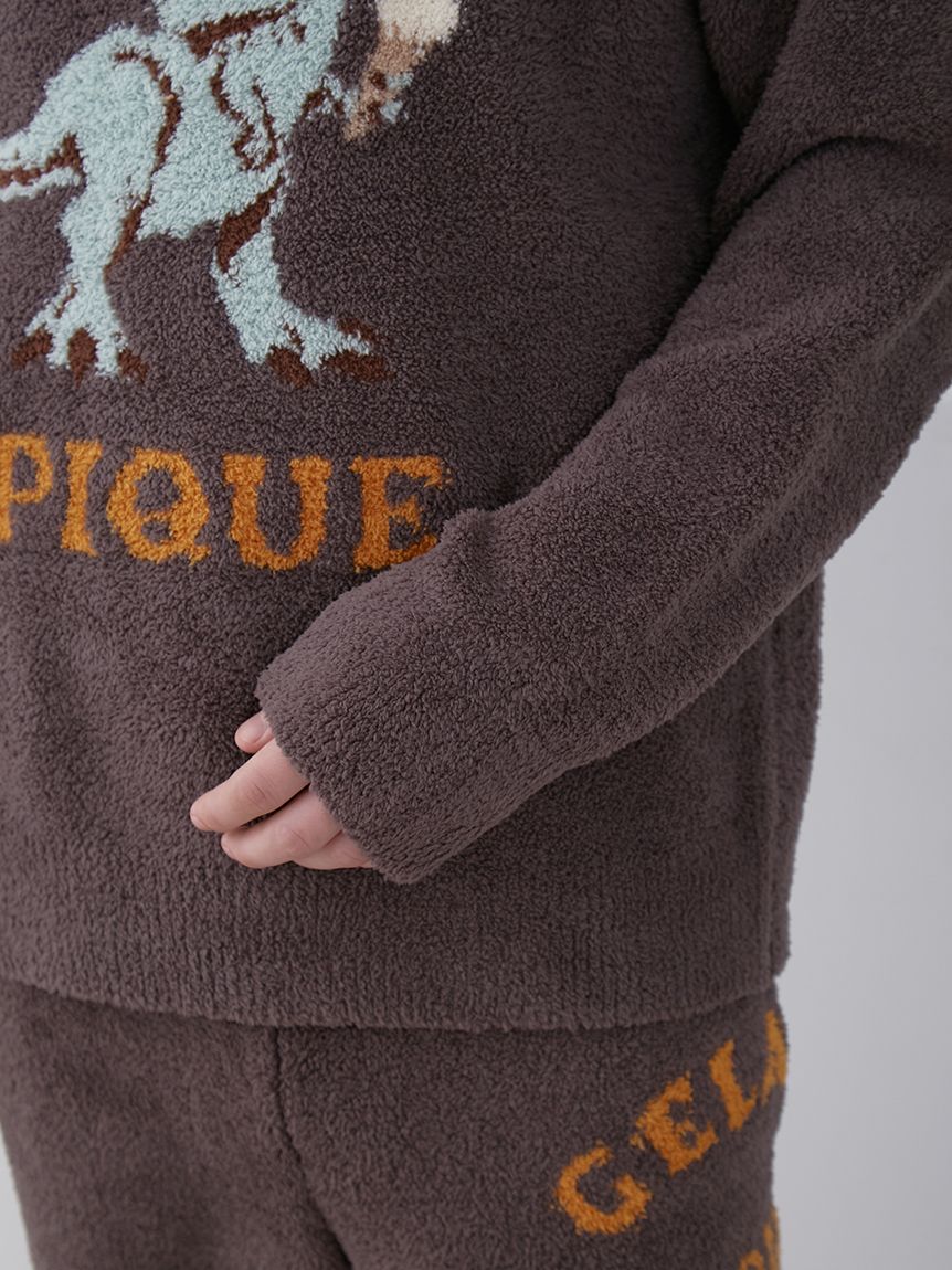 Dinosaur Jacquard Fuzzy Pullover Sweater in Charcoal Gray, Men's Pullover Sweaters at Gelato Pique USA.