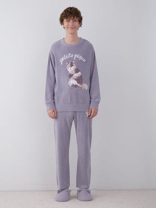 Men's Cat Jacquard Pullover Sweater in gray, Men's Pullover Sweaters at Gelato Pique USA.
