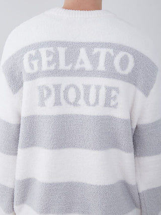 Powder Trim Modern Striped Crew Neck Sweater in Mint, Men's Pullover Sweaters at Gelato Pique USA.