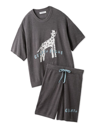 TOSHIYUKI HIRANO MENS Dog Jacquard Loungewear Set gelato pique