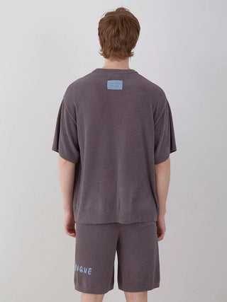 TOSHIYUKI HIRANO MENS Dog Jacquard Loungewear Set in CHARCOAL GRAY, Men's Loungewear Set at Gelato Pique USA.