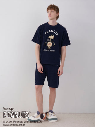 PEANUTS MENS TENNIS Pullover Top in NAVY, Men's Loungewear Tops, T-shirt , Tank Top at Gelato Pique USA.