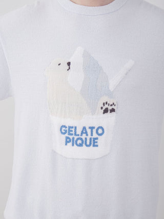 COOL Polar Bear Ice Short Sleeve Shirts in BLUE, Men's Loungewear Shirt Sleepwear Shirt, Lounge Set at Gelato Pique USA.
