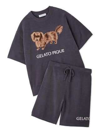 MEN'S Dachshund Jacquard Loungewear Set in NAVY, Men's Loungewear Set at Gelato Pique USA.