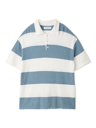 Men's smoothie relax fit striped polo shirt with grey and white horizontal stripes from Gelato Pique, offering casual sophistication.