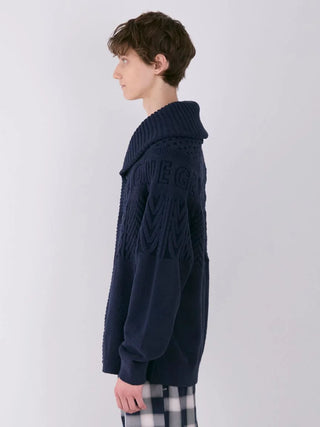 MENS Air Moco Aran Shawl Collar Cardigan in Navy, Comfy and Luxury Men's Loungewear Cardigan at Gelato Pique USA