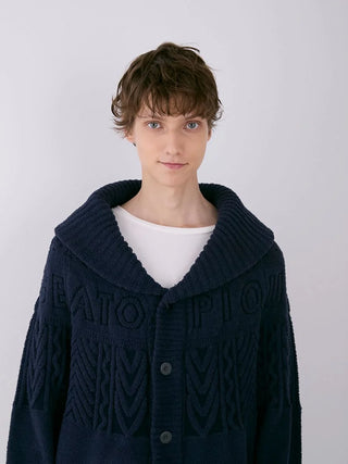 MENS Air Moco Aran Shawl Collar Cardigan in Navy, Comfy and Luxury Men's Loungewear Cardigan at Gelato Pique USA