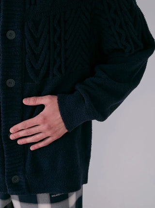 MENS Air Moco Aran Shawl Collar Cardigan in Navy, Comfy and Luxury Men's Loungewear Cardigan at Gelato Pique USA