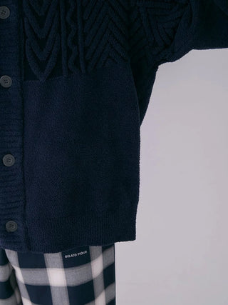 MENS Air Moco Aran Shawl Collar Cardigan in Navy, Comfy and Luxury Men's Loungewear Cardigan at Gelato Pique USA