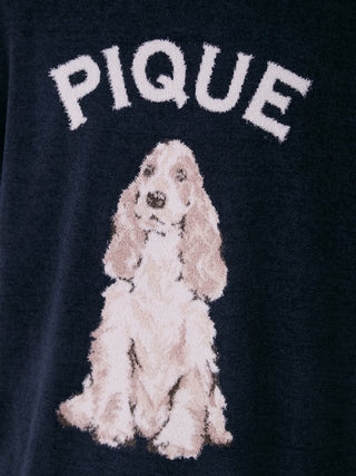 MEN'S Air Moco Dog Jacquard Knit Shirt in NAVY, Men's Loungewear Tops, T-shirt , Tank Top at Gelato Pique USA.