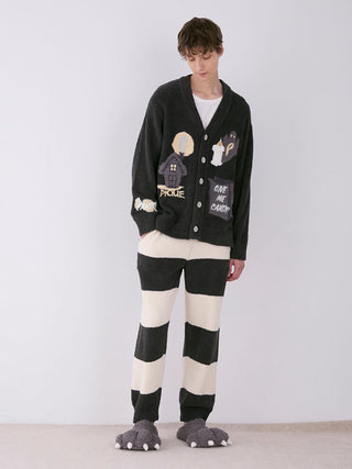 Baby Moko Halloween-Themed Button-Up Cardigan in Dark Gray, Comfy and Luxury Men's Loungewear Cardigan at Gelato Pique USA