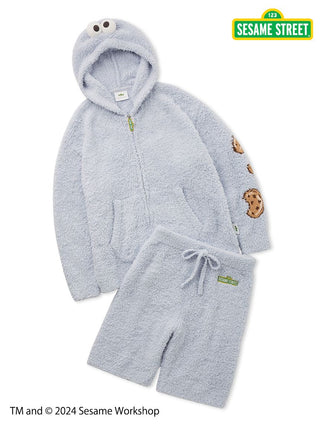 【SESAME STREET】 MEN's Cookie Monster Hoodie and Shorts Loungewear Set in Blue, Women's Loungewear Set at Gelato Pique USA