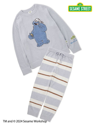 SESAME STREET MEN'S Motif Pullover & Lounge Pants Loungewear SET in Blue, Men's Loungewear Set at Gelato Pique USA