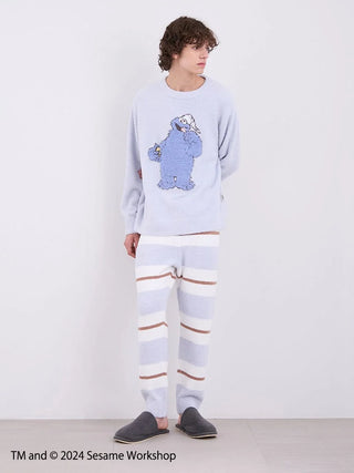 SESAME STREET MEN'S Motif Pullover & Lounge Pants Loungewear SET in Blue, Men's Loungewear Set at Gelato Pique USA