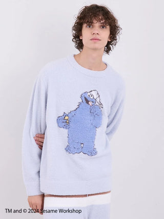 SESAME STREET MEN'S Motif Pullover & Lounge Pants Loungewear SET in Blue, Men's Loungewear Set at Gelato Pique USA