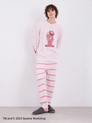 Men's Sesame Street motif pullover and lounge pants set made with soft Baby Moco fabric, featuring Elmo design.